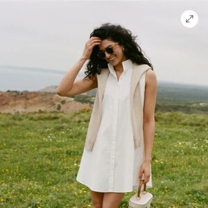 Tuckernuck White Shirt Dress with Cream Sweater Accent